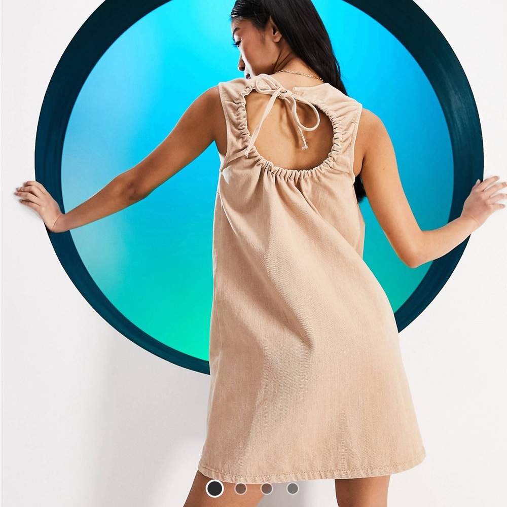 ASOS Design Denim Open Back Dress